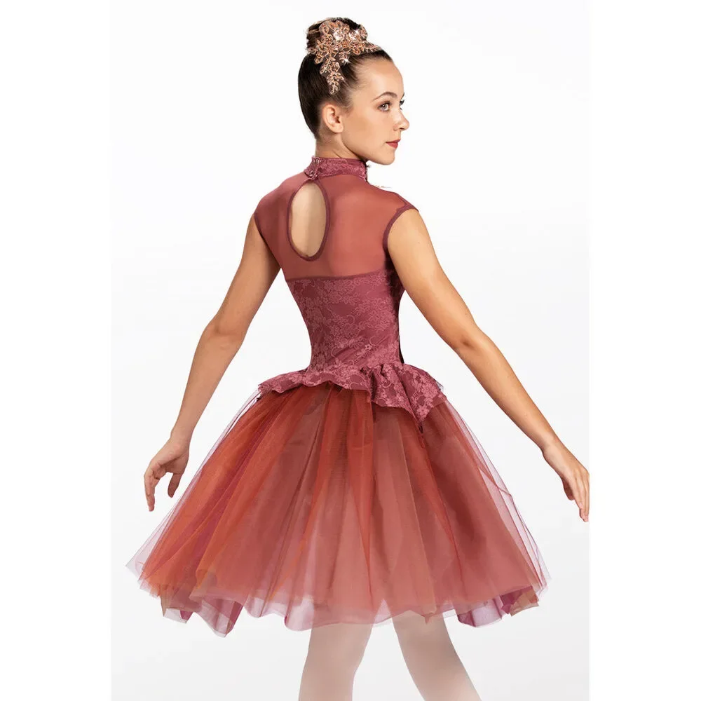 Pre-Owned Dance Costume Weissman 12879 Large Child Blue Lace Overlay Ballet